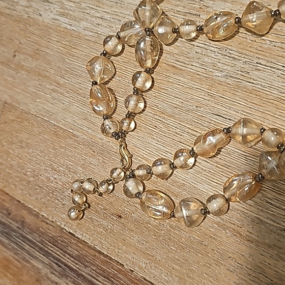 Vintage Champaign Quartz Crystal Necklace Draping 2 Strand Beads. - Picture 6 of 6